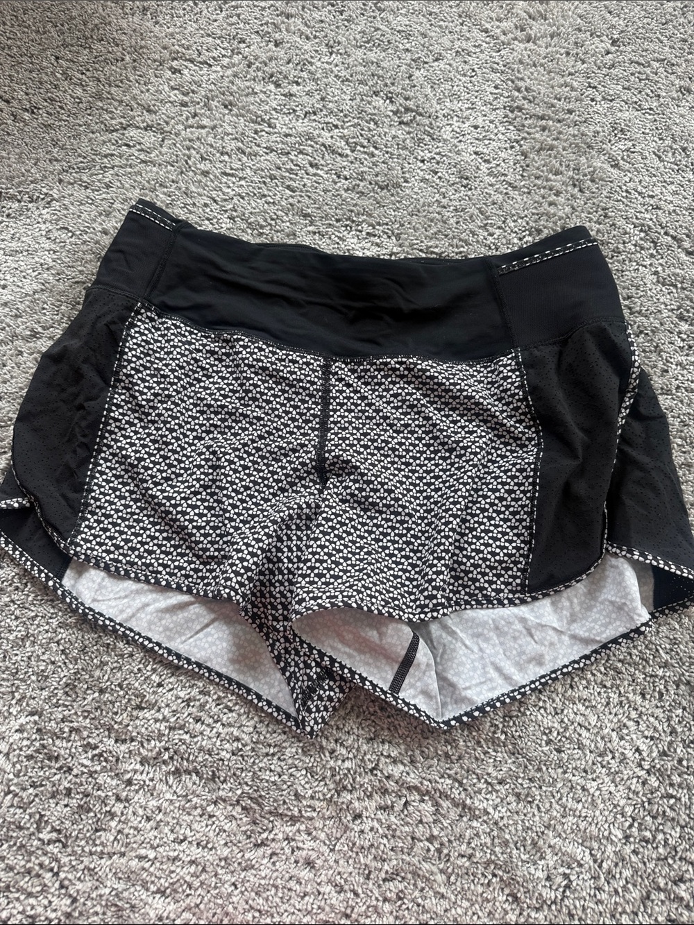 lululemon athletica Black and White Patterned Women's Athletic Shorts